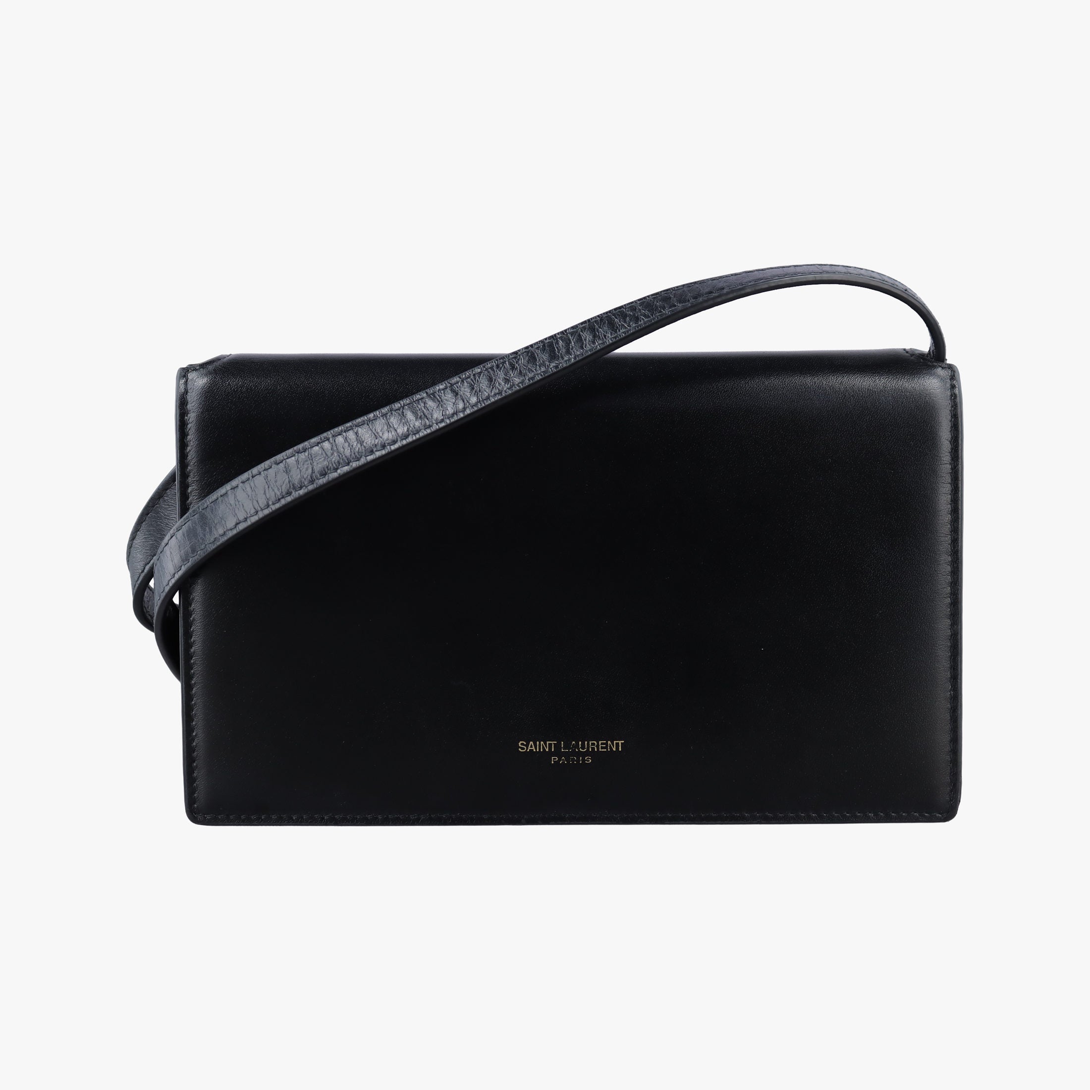 Pre-owned Yves Saint Laurent classic simple logo Black Leather 769162 shoulderbag | stylenewstar