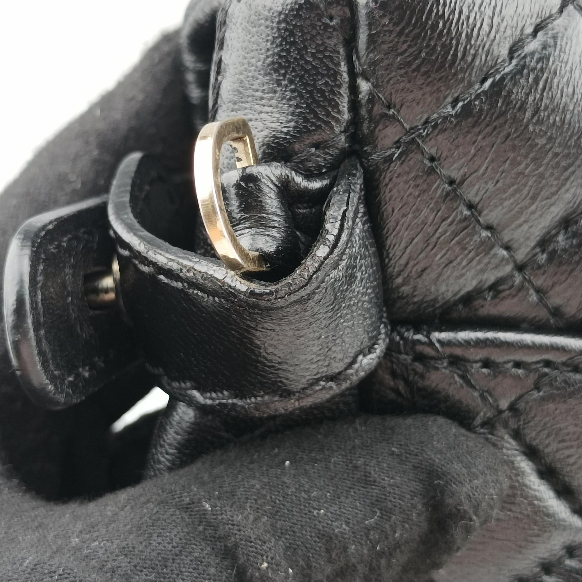 Secondhand VERSACE Embossed Leather Talia Vanitas Black Leather shoulderbag | stylenewstar