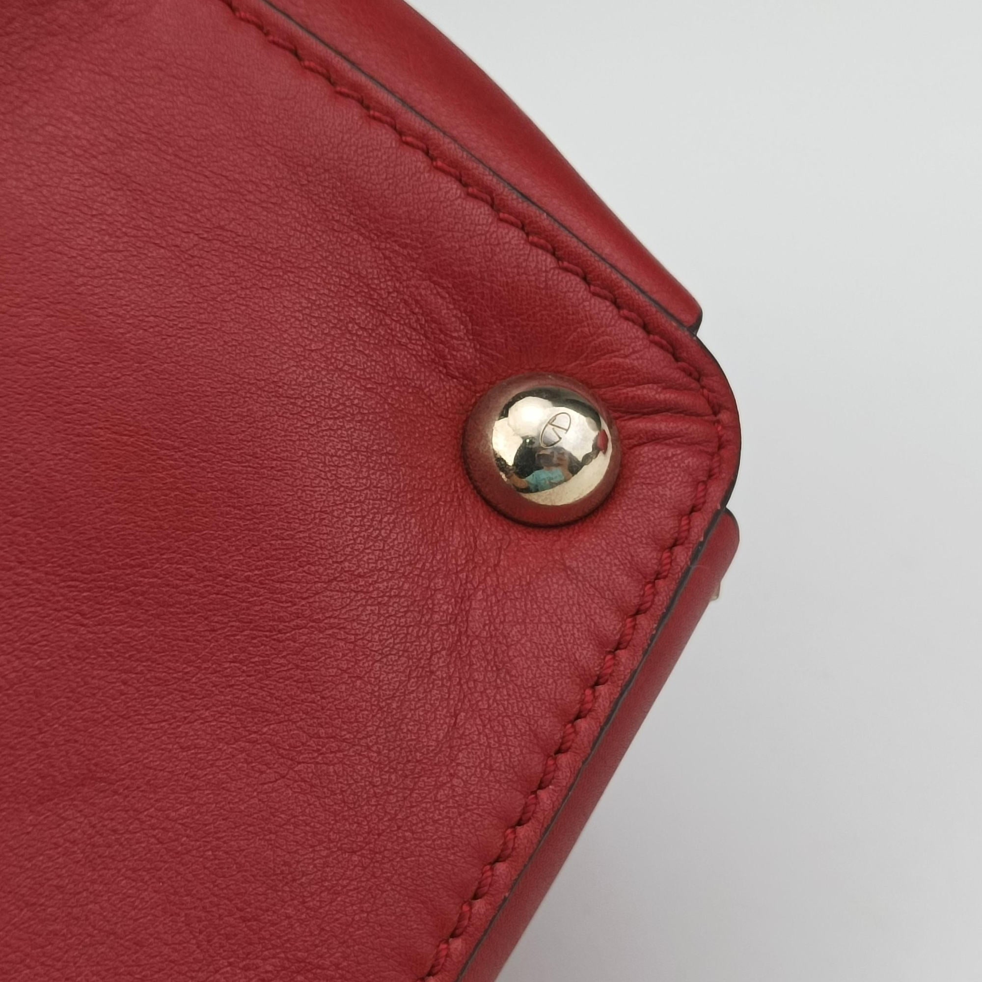 Pre-owned Valentino Buckle Strappy Satchel Red Leather shoulderbag | stylenewstar