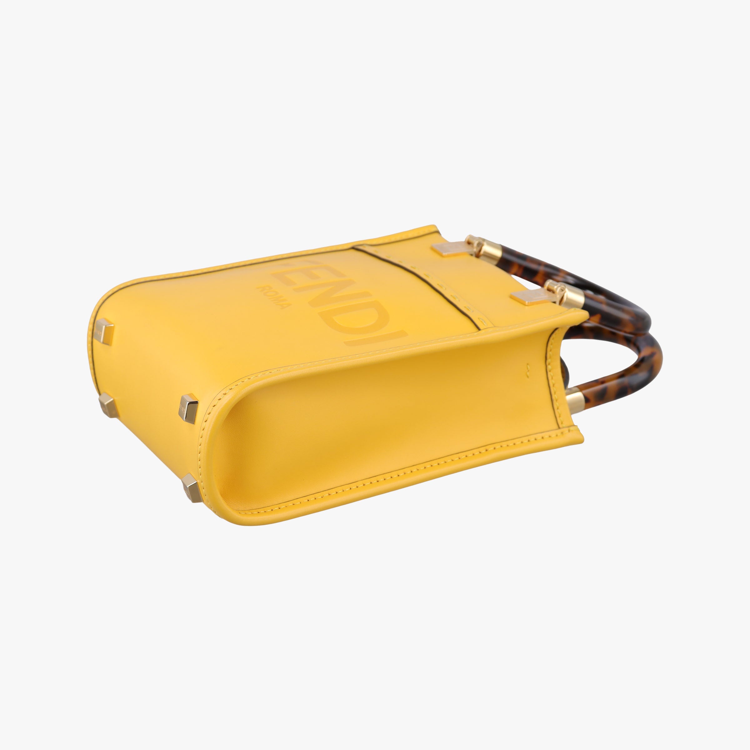 Pre-owned Fendi MINI SUNSHINE SHOPPER Yellow Leather 8BS051 shoulderbag | stylenewstar