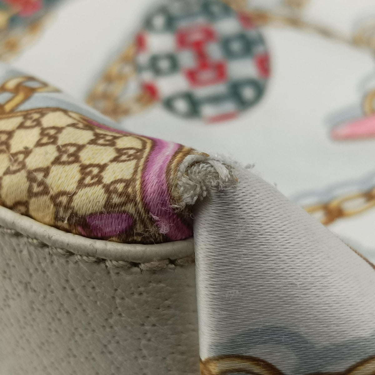 Chain Pattern Tote White Satin 153009 チェーン柄トート ホワイト シルク 153009