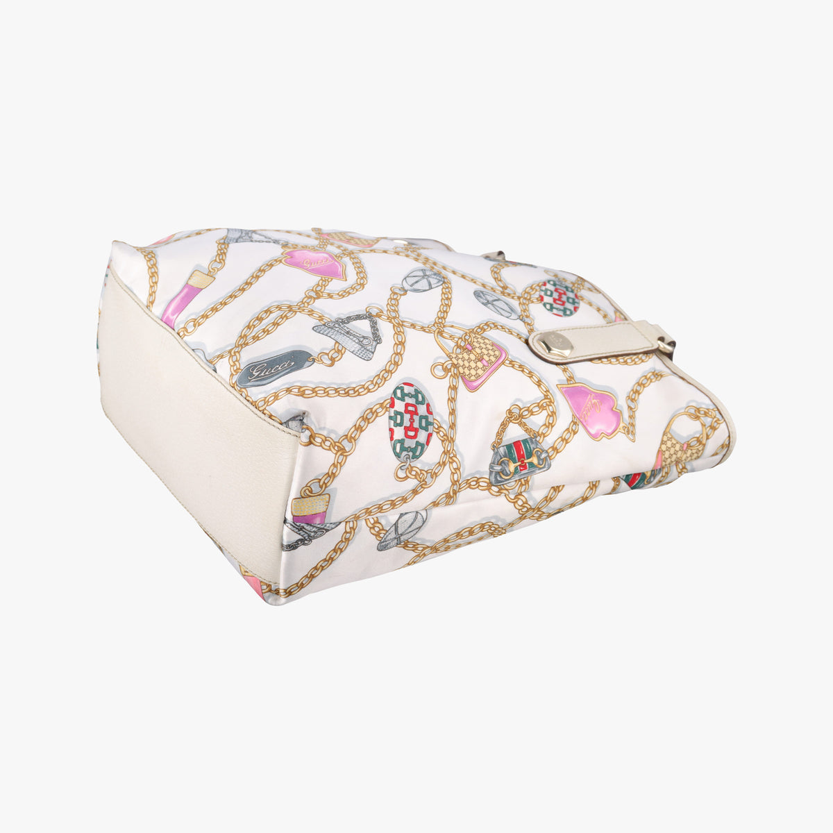 Chain Pattern Tote White Satin 153009 チェーン柄トート ホワイト シルク 153009