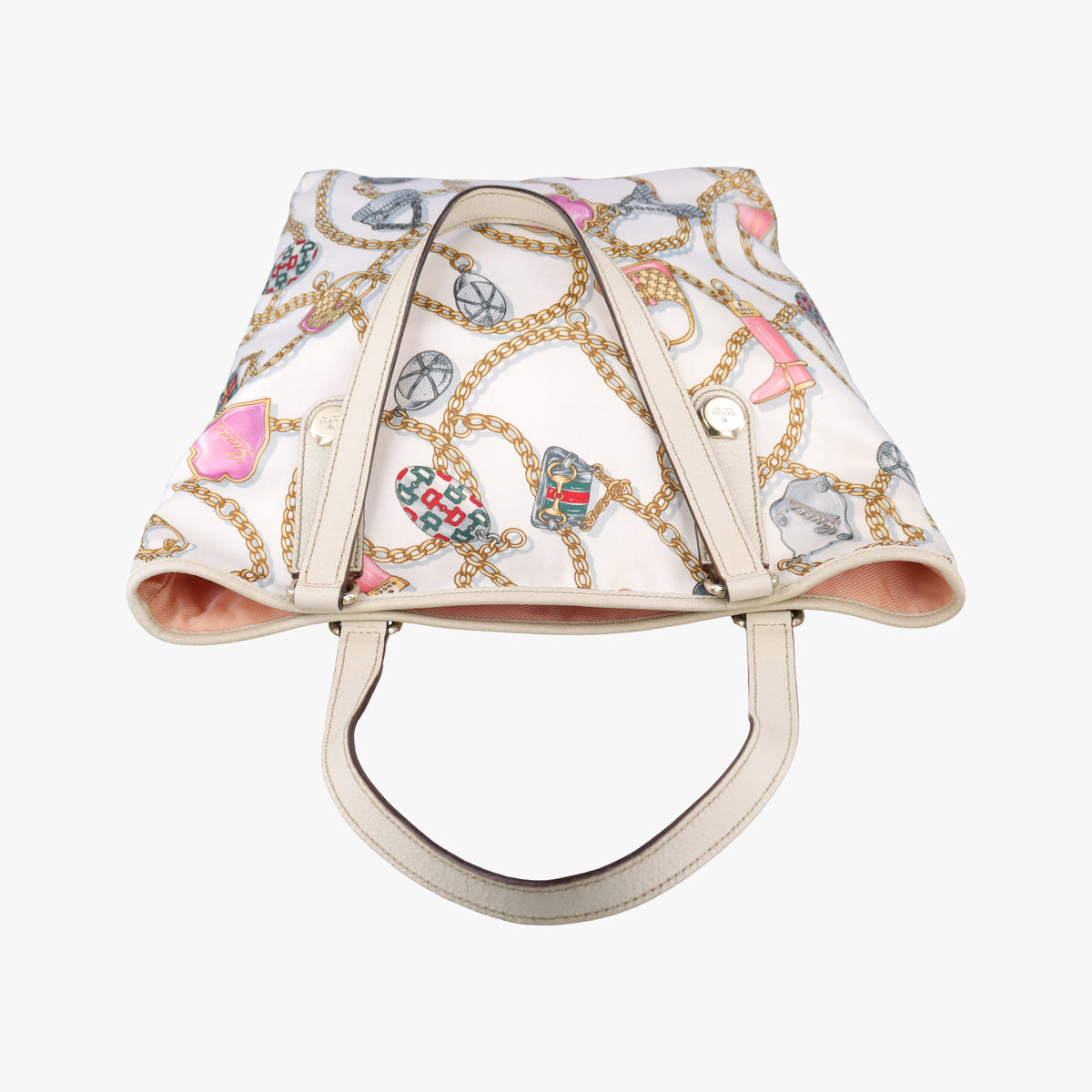 Chain Pattern Tote White Satin 153009 チェーン柄トート ホワイト シルク 153009