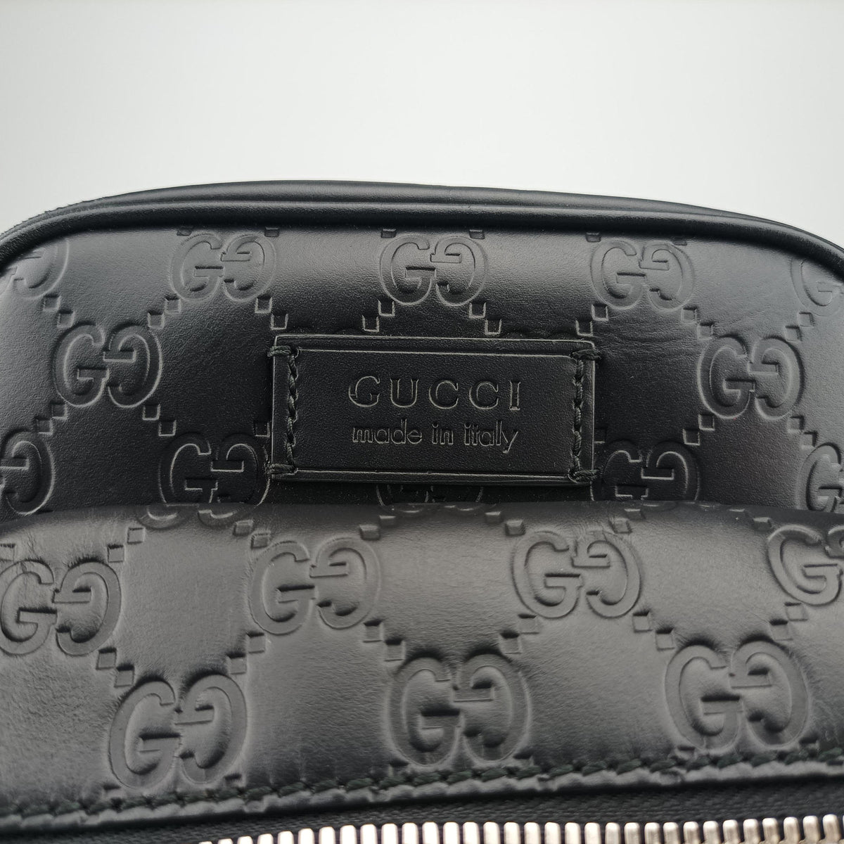 Pre-owned Gucci Stripe Line Black Leather 450970 bum bag/waist bag | stylenewstar