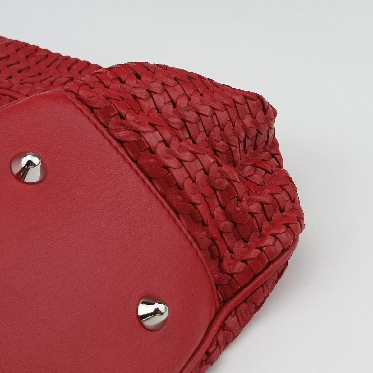 Soft Lady Dior INTRECCIATO Tote Red lambskin 01-RU-0058ソフト レディディオール イントレチャート トート レッド ラムスキン 01-RU-0058