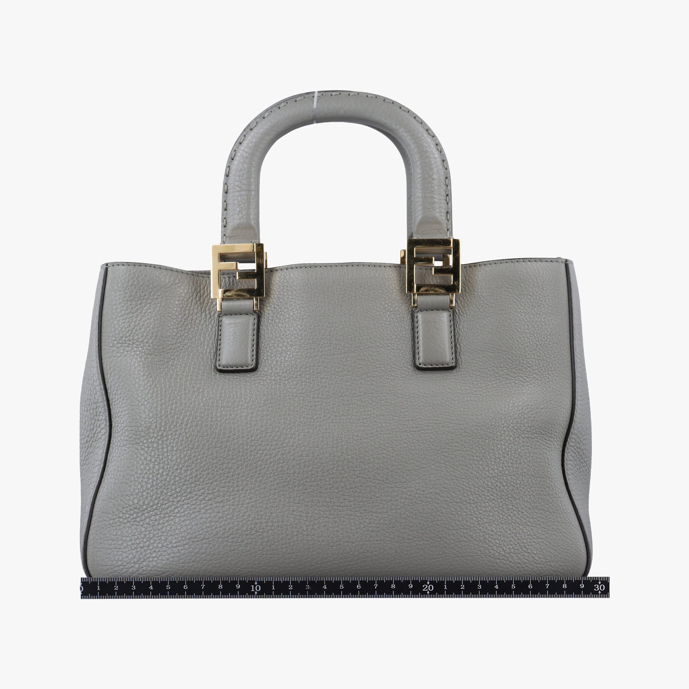 Pre-owned Fendi FF Logo Gloria Grey Leather 8BH367 shoulderbag | stylenewstar