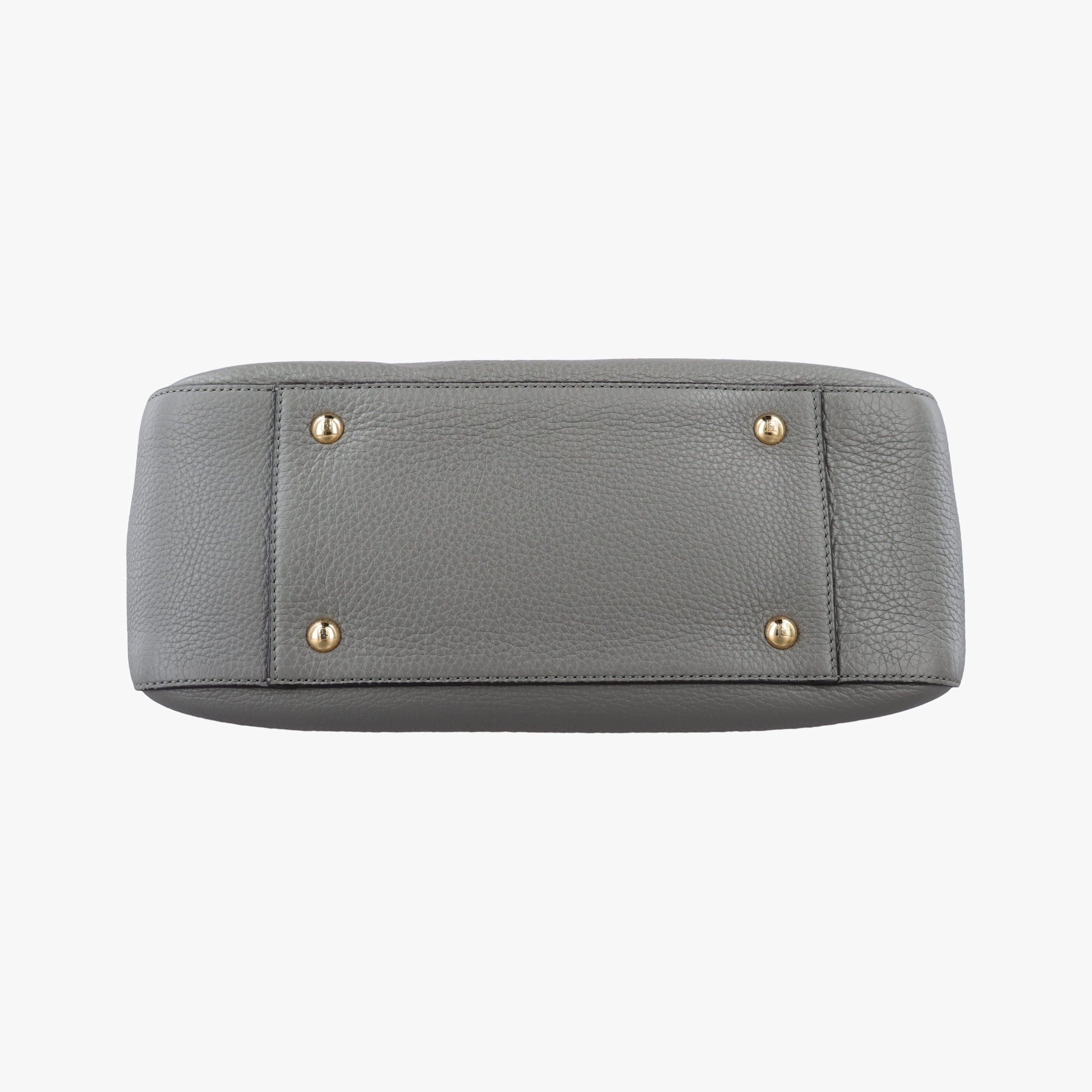 Pre-owned Fendi FF Logo Gloria Grey Leather 8BH367 shoulderbag | stylenewstar