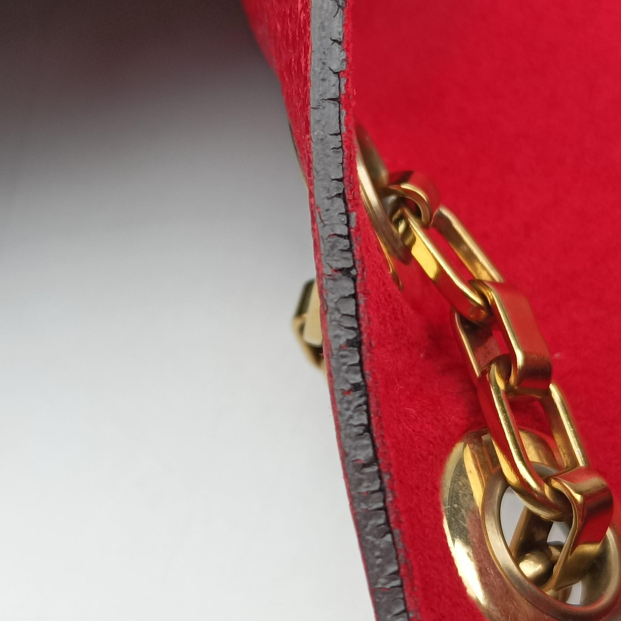 Pre-owned Louis Vuitton PALLAS Chain Brown×CERISE Monogram Canvas×calf leather M41201 shoulderbag | stylenewstar