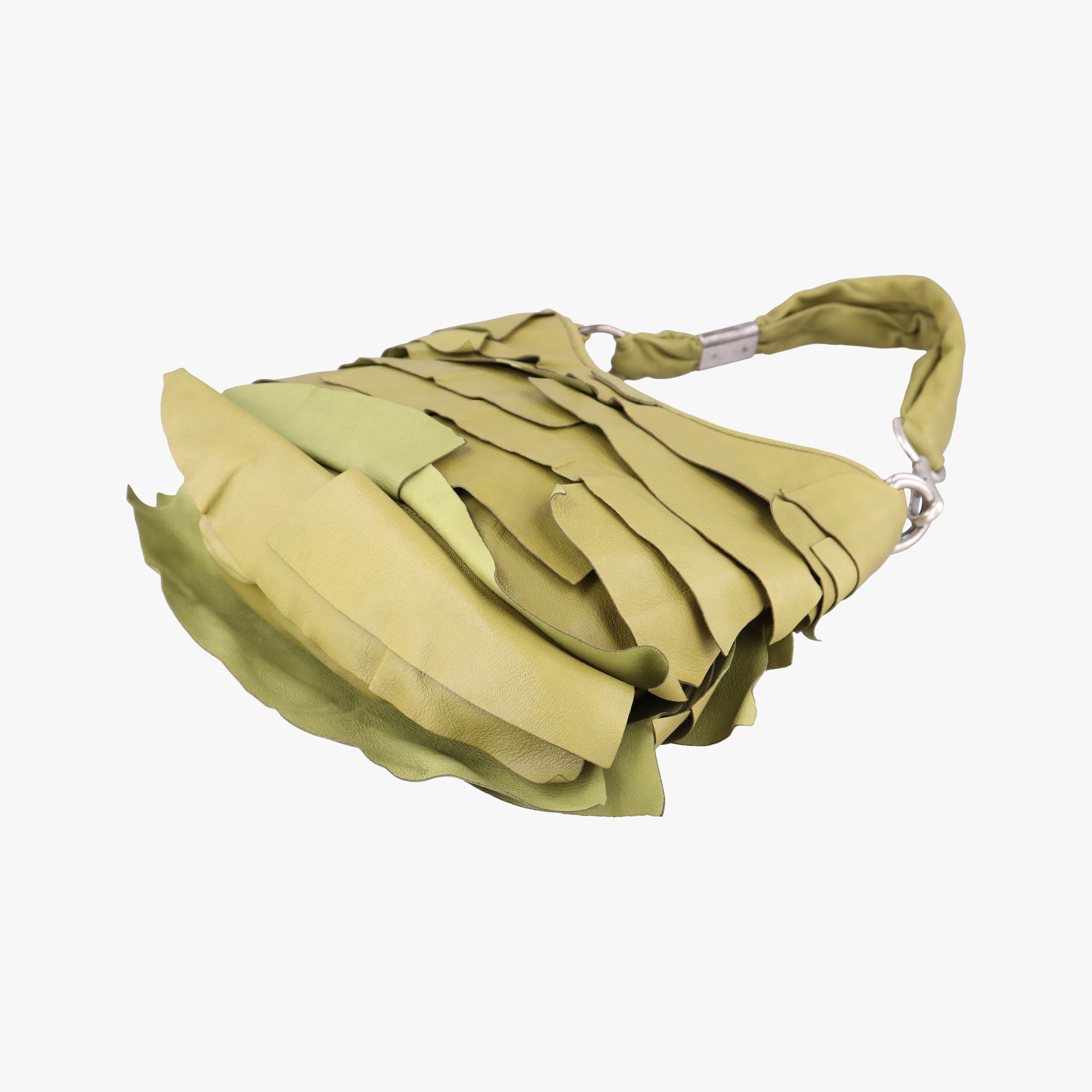 Pre-owned Yves Saint Laurent Mombasa Green Leather 122245 shoulderbag | stylenewstar