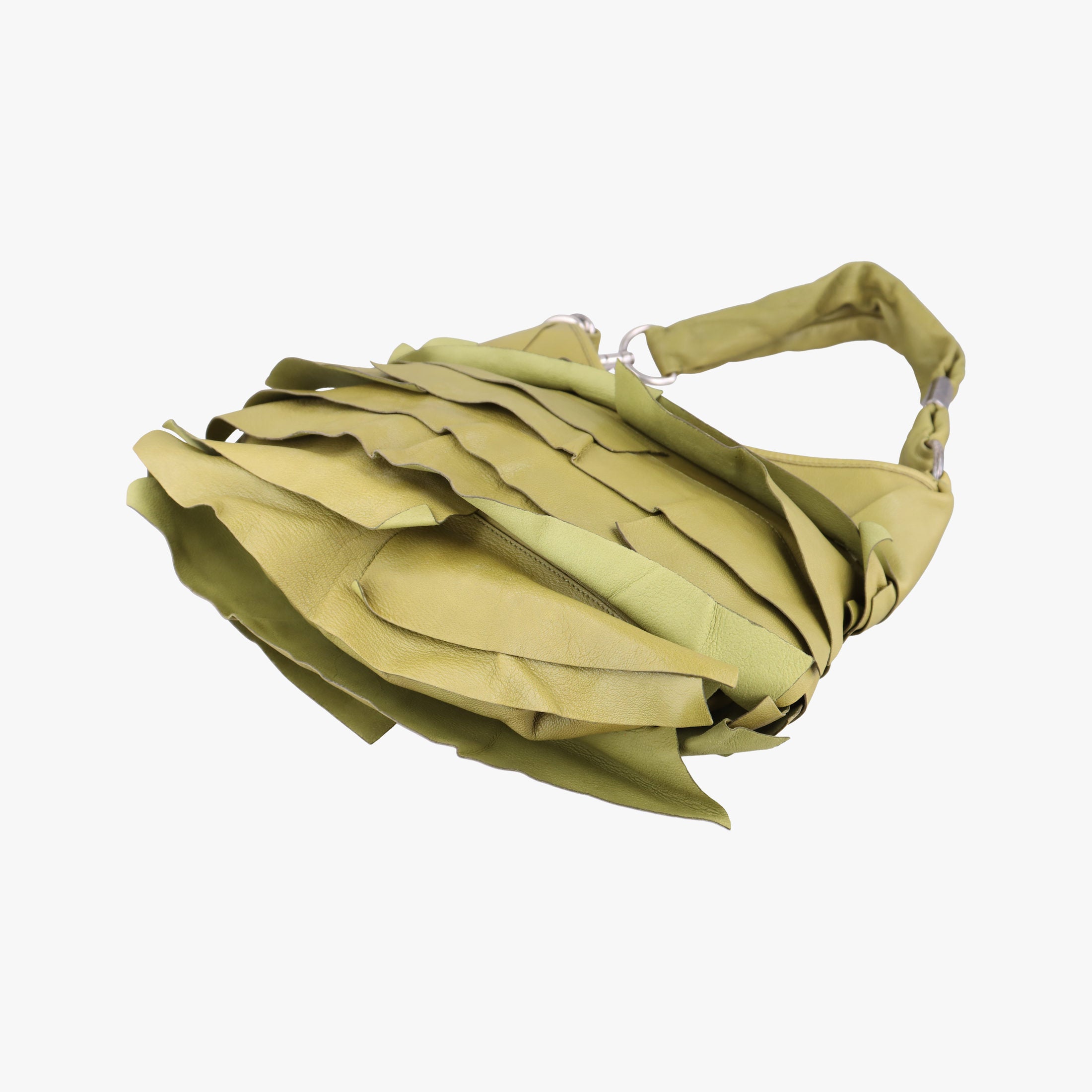 Pre-owned Yves Saint Laurent Mombasa Green Leather 122245 shoulderbag | stylenewstar