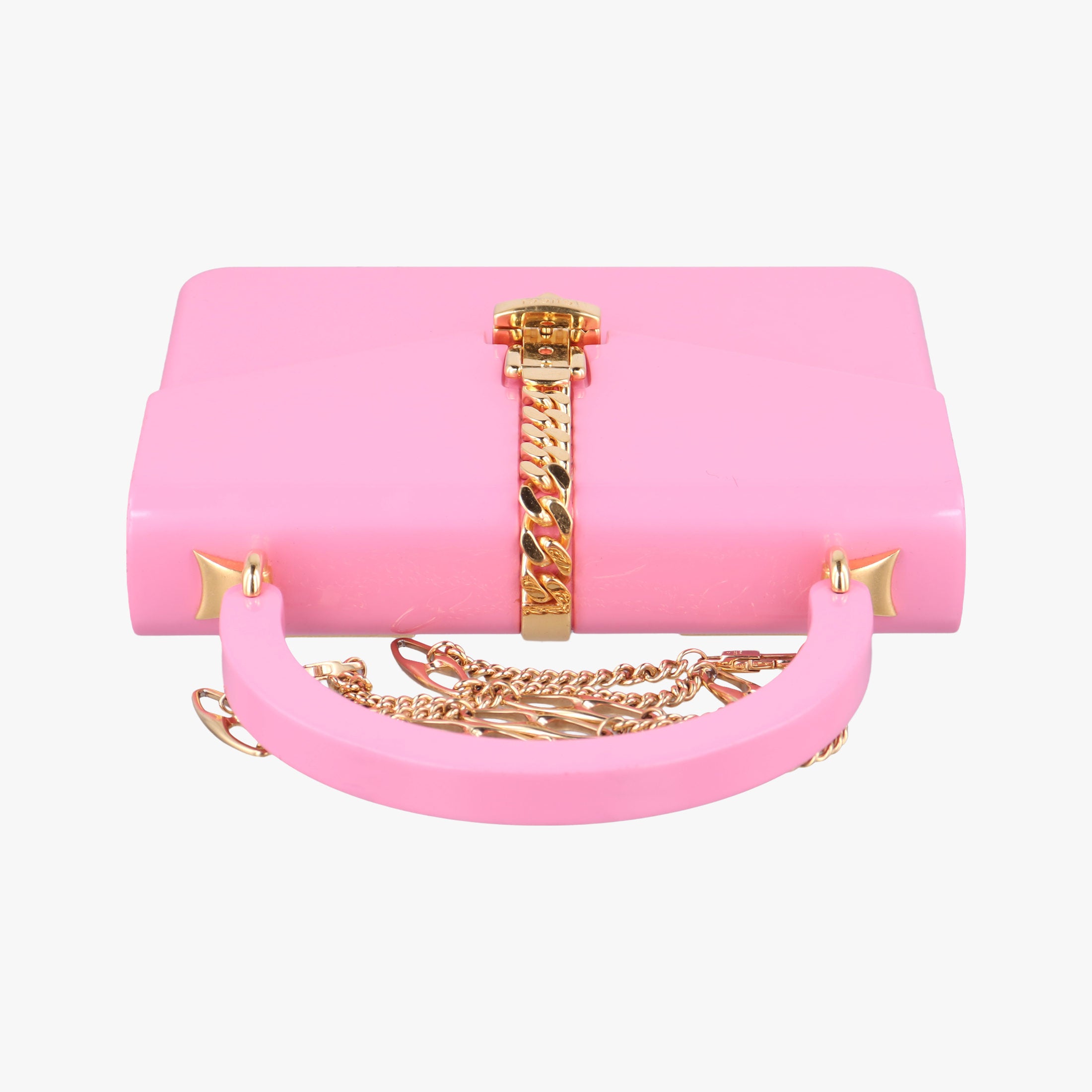 Pre-owned Gucci Sylvie 1969 Acrylic Mini Hand Pink Acrylic 589482 shoulderbag | stylenewstar