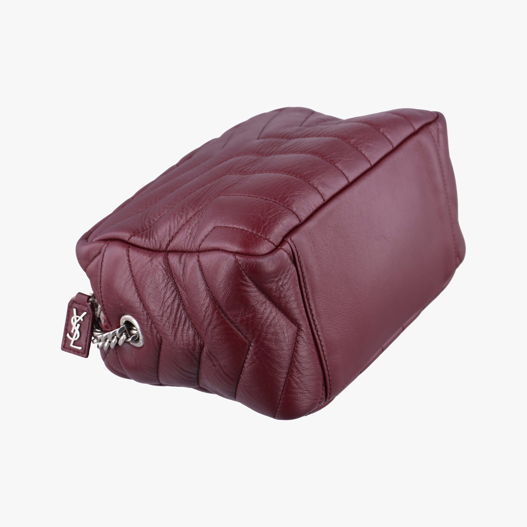 Pre-owned Yves Saint Laurent LOULOU bowling Burgundy Leather 454317 shoulderbag | stylenewstar