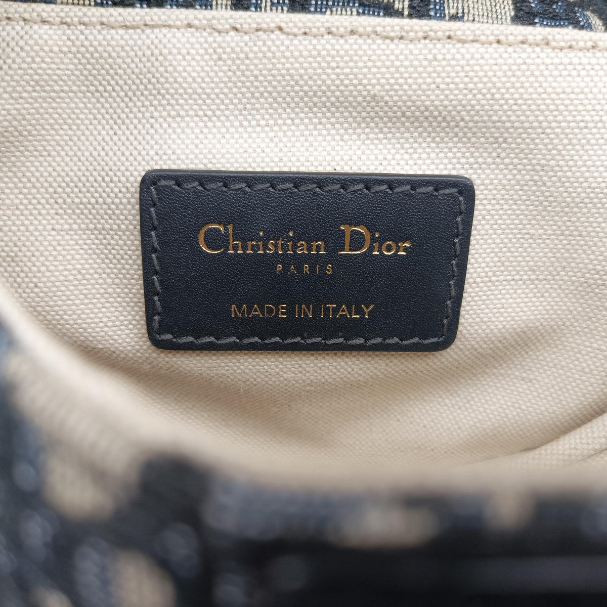 Pre-owned Christian Dior Saddle Navy Jacquard × Leather handbag | stylenewstar