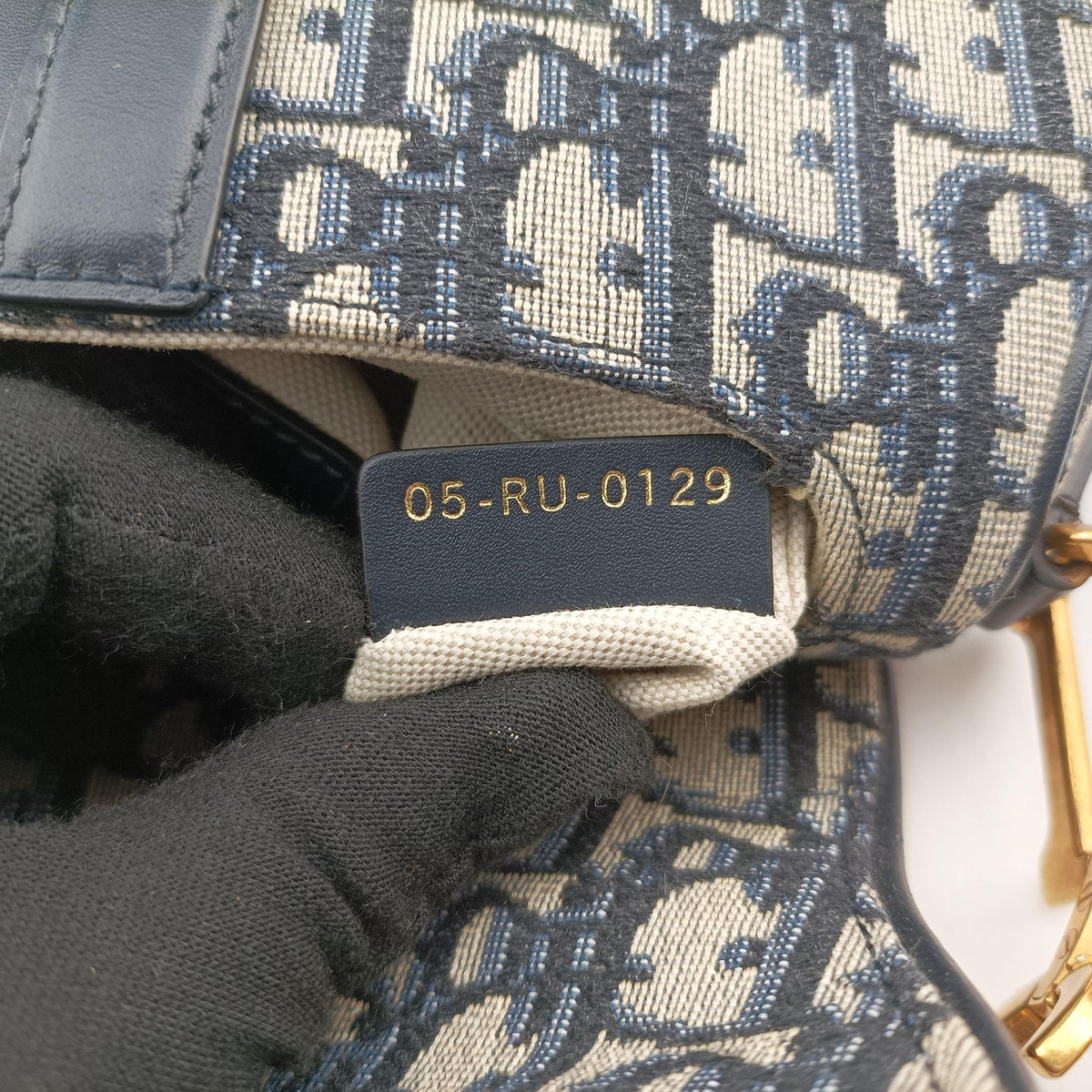 Pre-owned Christian Dior Saddle Navy Jacquard × Leather handbag | stylenewstar