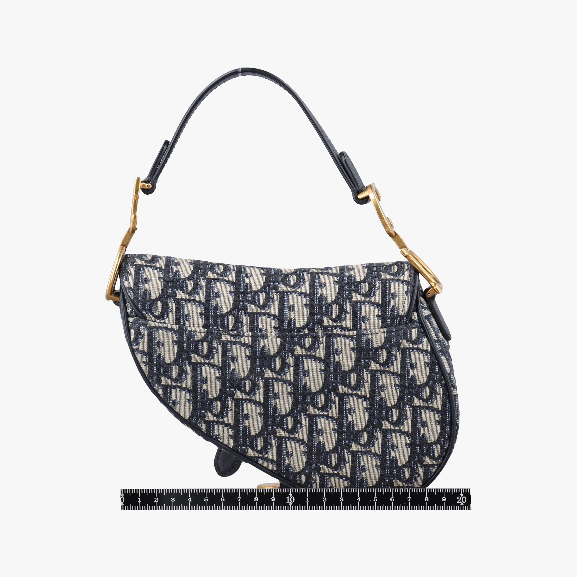Pre-owned Christian Dior Saddle Navy Jacquard × Leather handbag | stylenewstar