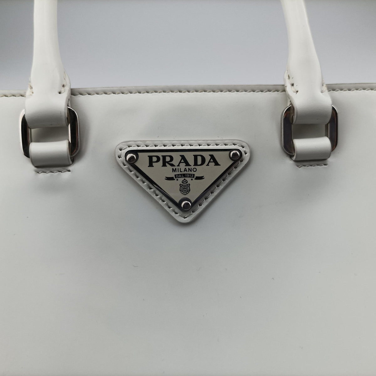 Mirror Tote White Leather 1BA331 31/Aミラートート ホワイト レザー 1BA331 31/A