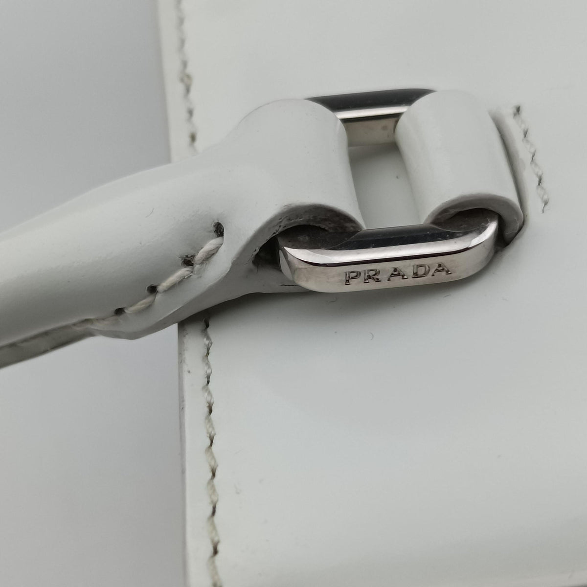 Mirror Tote White Leather 1BA331 31/Aミラートート ホワイト レザー 1BA331 31/A