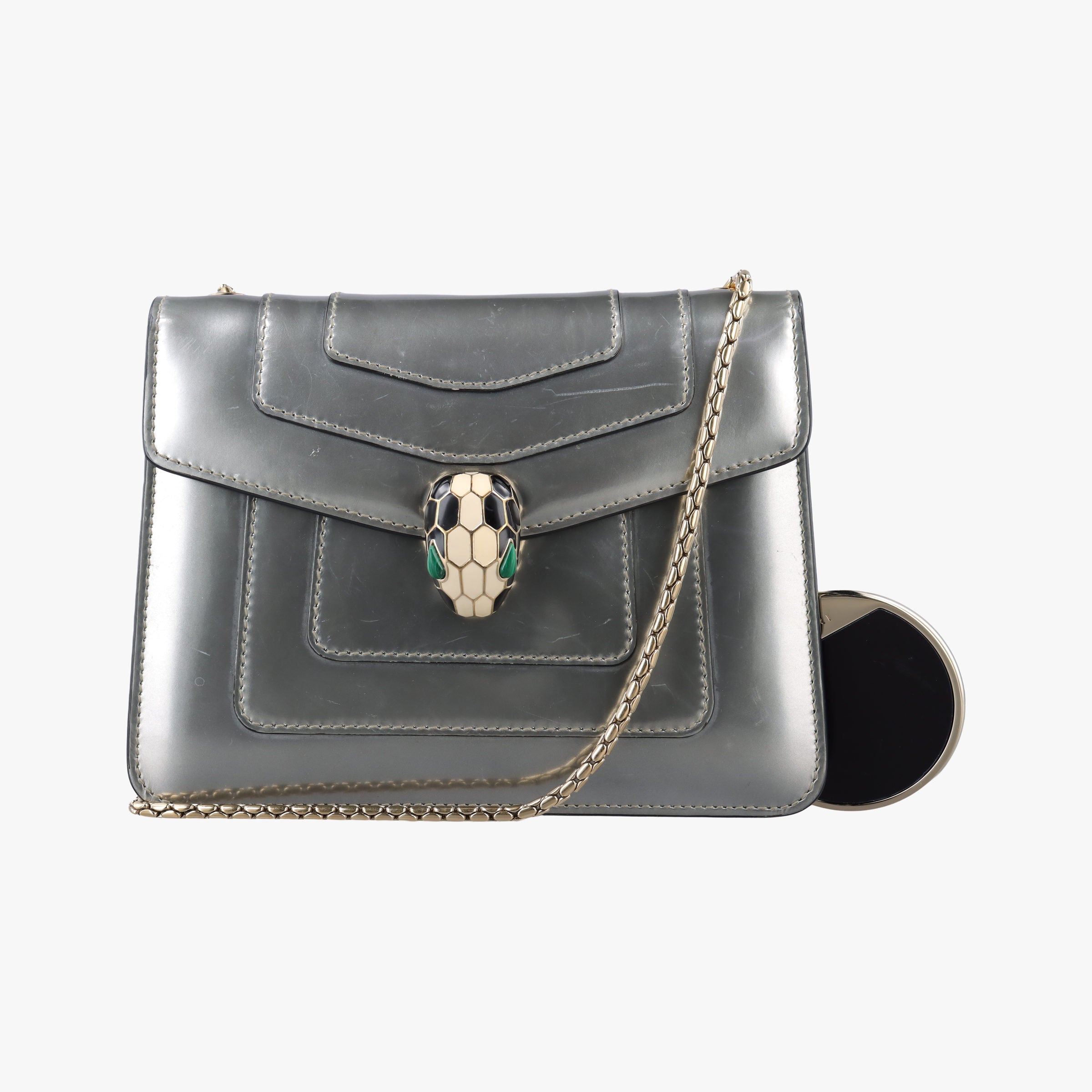 Pre-owned Bvlgari SERPENTI FOREVER Silver Patent Leather shoulderbag | stylenewstar