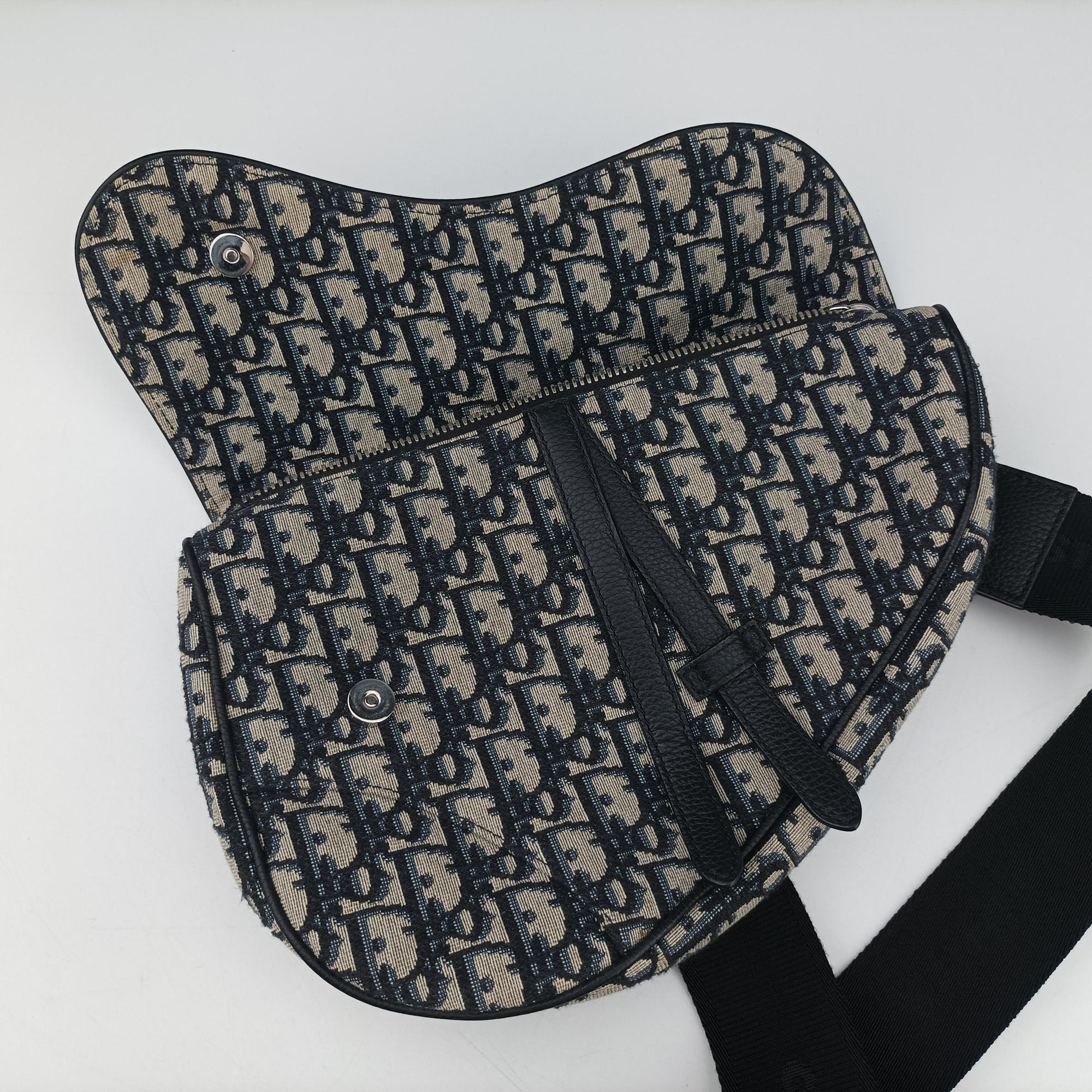 Saddlebags Gray×Navy Jacquard×Leather 19-BO-0210 IC Chipサドルバッグ グレー×ネイビー ジャガード×レザー 19-BO-0210 ICチップ