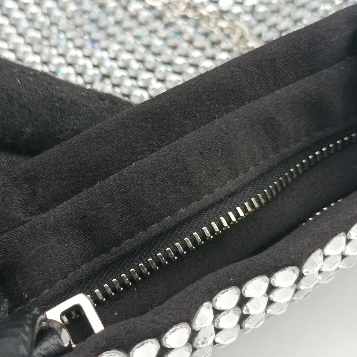 Rosa Satin Crystal Mini Tote Silver Rhinestone 1BA253 270ローザ サテン クリスタル ミニトート シルバー ラインストーン 1BA253 270