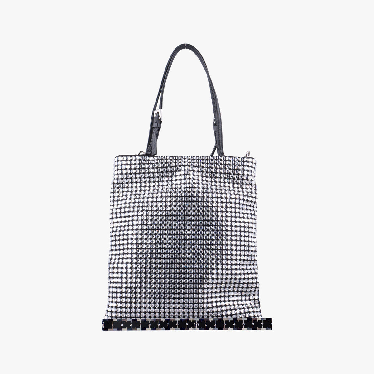 Rosa Satin Crystal Mini Tote Silver Rhinestone 1BA253 270ローザ サテン クリスタル ミニトート シルバー ラインストーン 1BA253 270