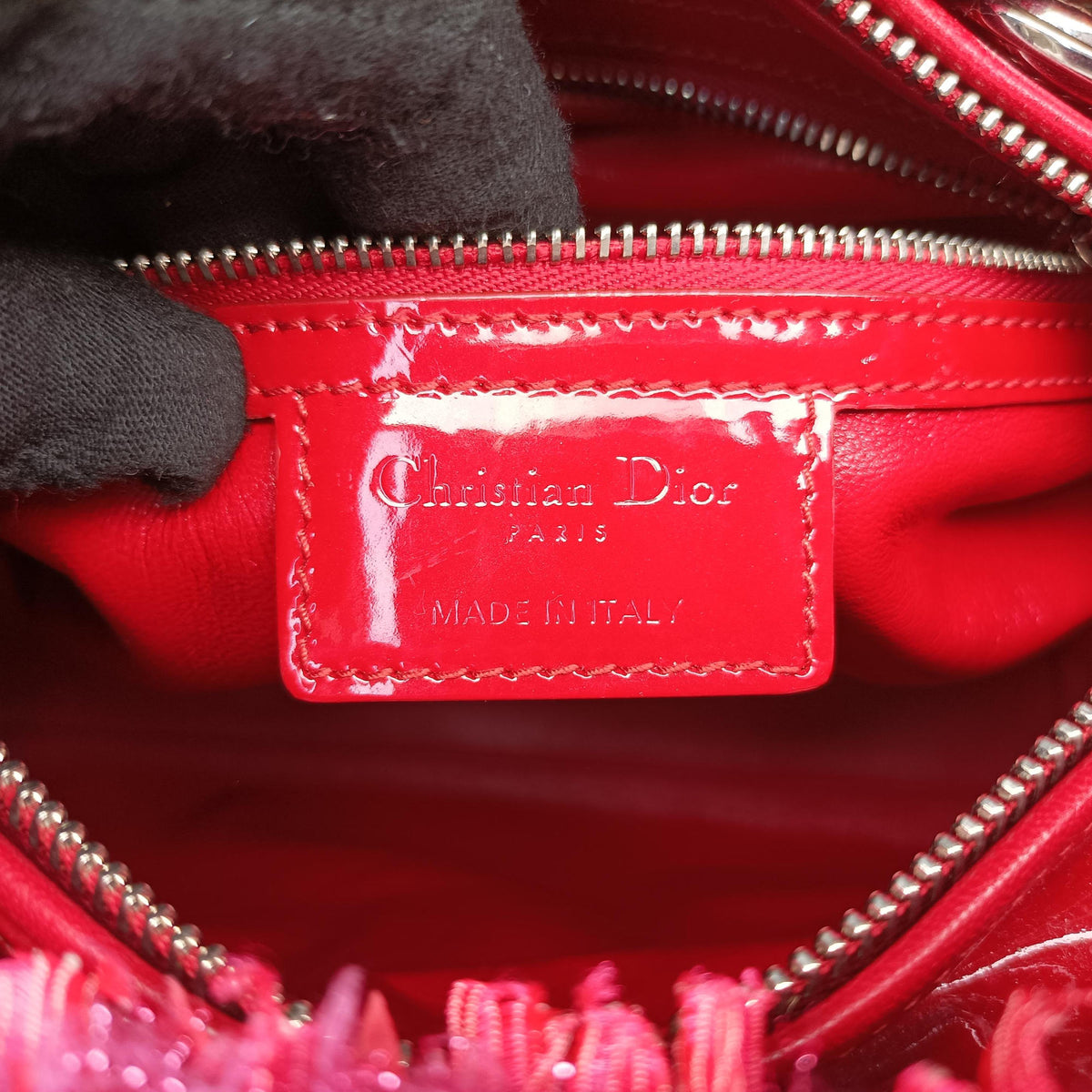 Lady Dior Heart Crystal Cannage Fringe Red×Multicolour Tweed×Enamel 11-MA-1102レディ ディオール ハート クリスタル カナージュ フリンジ レッド×マルチカラー ツイード×エナメル 11-MA-1102