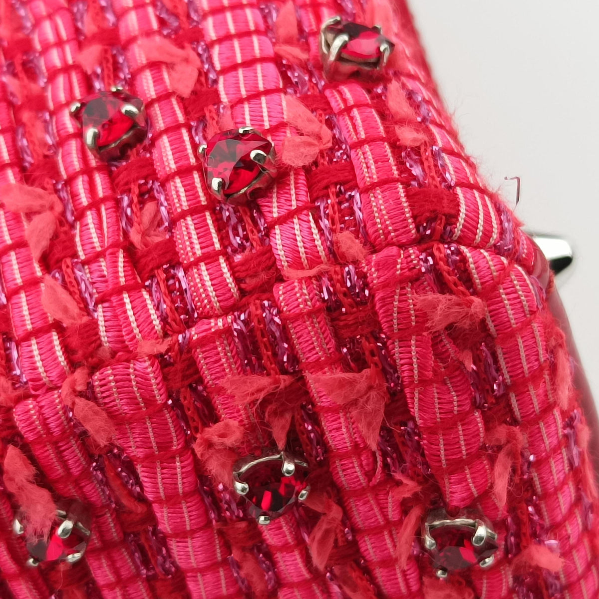 Lady Dior Heart Crystal Cannage Fringe Red×Multicolour Tweed×Enamel 11-MA-1102レディ ディオール ハート クリスタル カナージュ フリンジ レッド×マルチカラー ツイード×エナメル 11-MA-1102