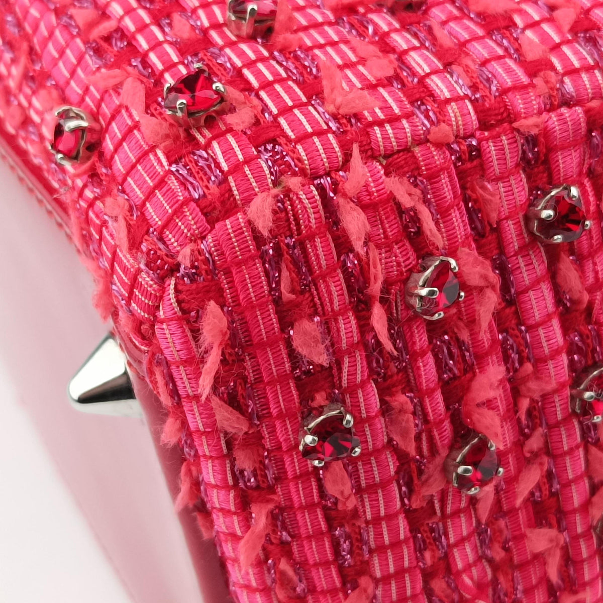 Lady Dior Heart Crystal Cannage Fringe Red×Multicolour Tweed×Enamel 11-MA-1102レディ ディオール ハート クリスタル カナージュ フリンジ レッド×マルチカラー ツイード×エナメル 11-MA-1102
