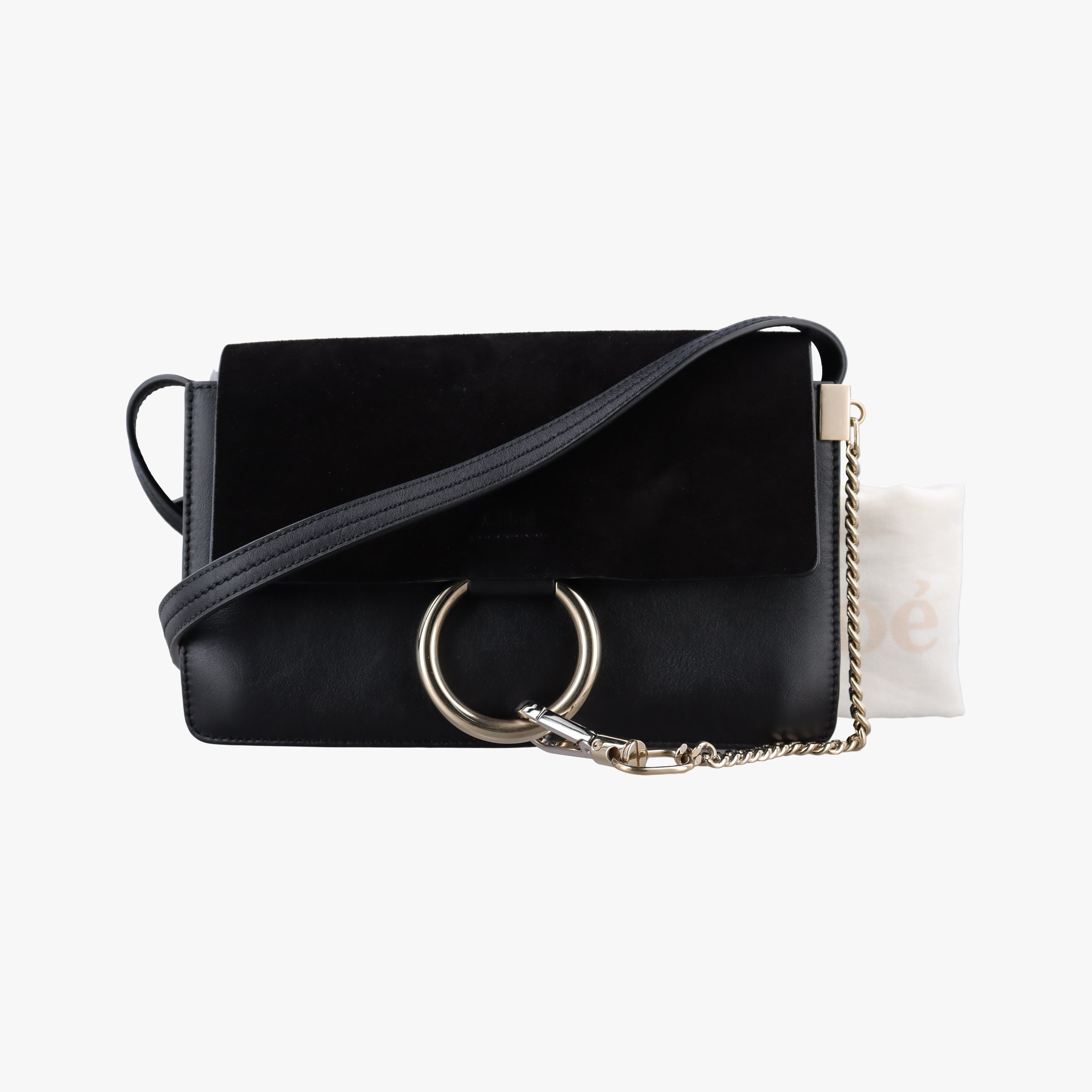 Pre-owned Chloe FAYE Black Leather × suede shoulderbag | stylenewstar