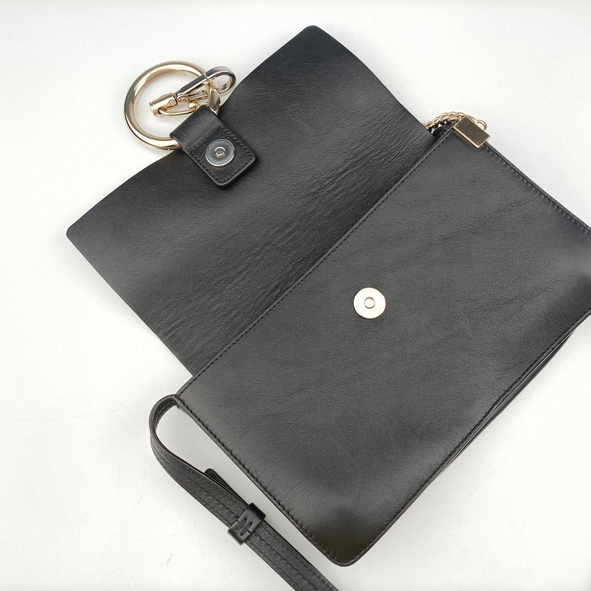 Pre-owned Chloe FAYE Black Leather × suede shoulderbag | stylenewstar