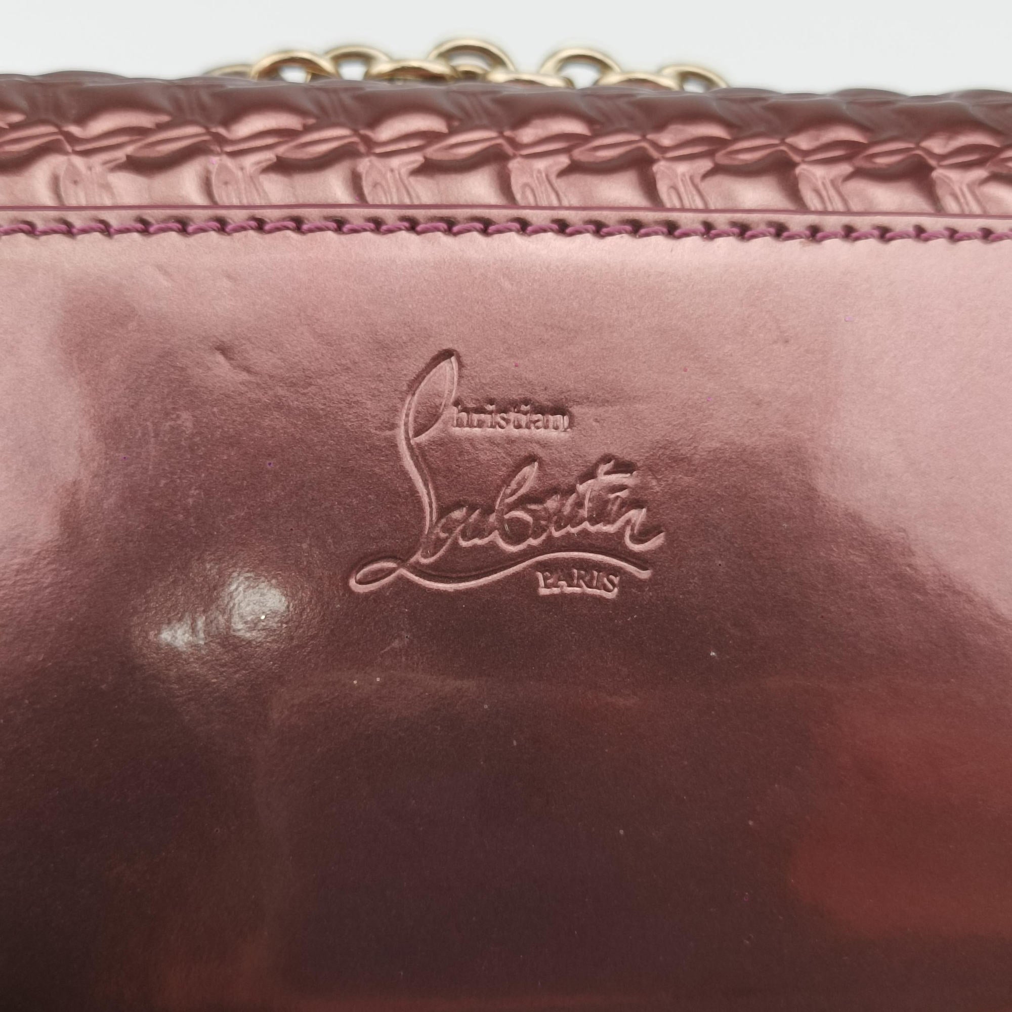 Pre-owned Christian Louboutin Sweet Charity Scarabe Spike Pink Patent shoulderbag | stylenewstar