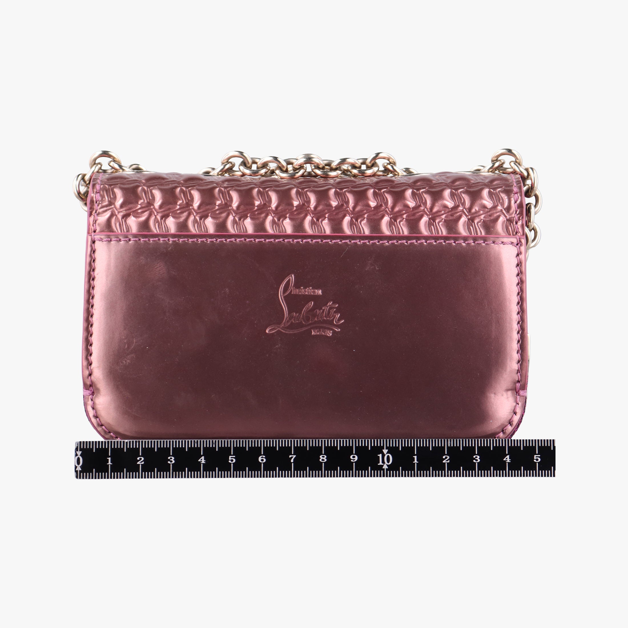 Pre-owned Christian Louboutin Sweet Charity Scarabe Spike Pink Patent shoulderbag | stylenewstar