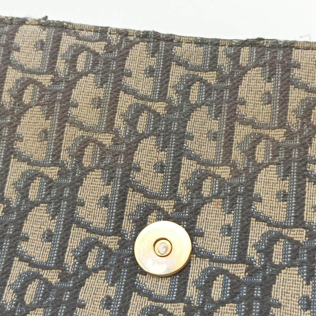 Pre-owned Christian Dior Saddle Navy×Gray jacquard×Leather shoulderbag | stylenewstar