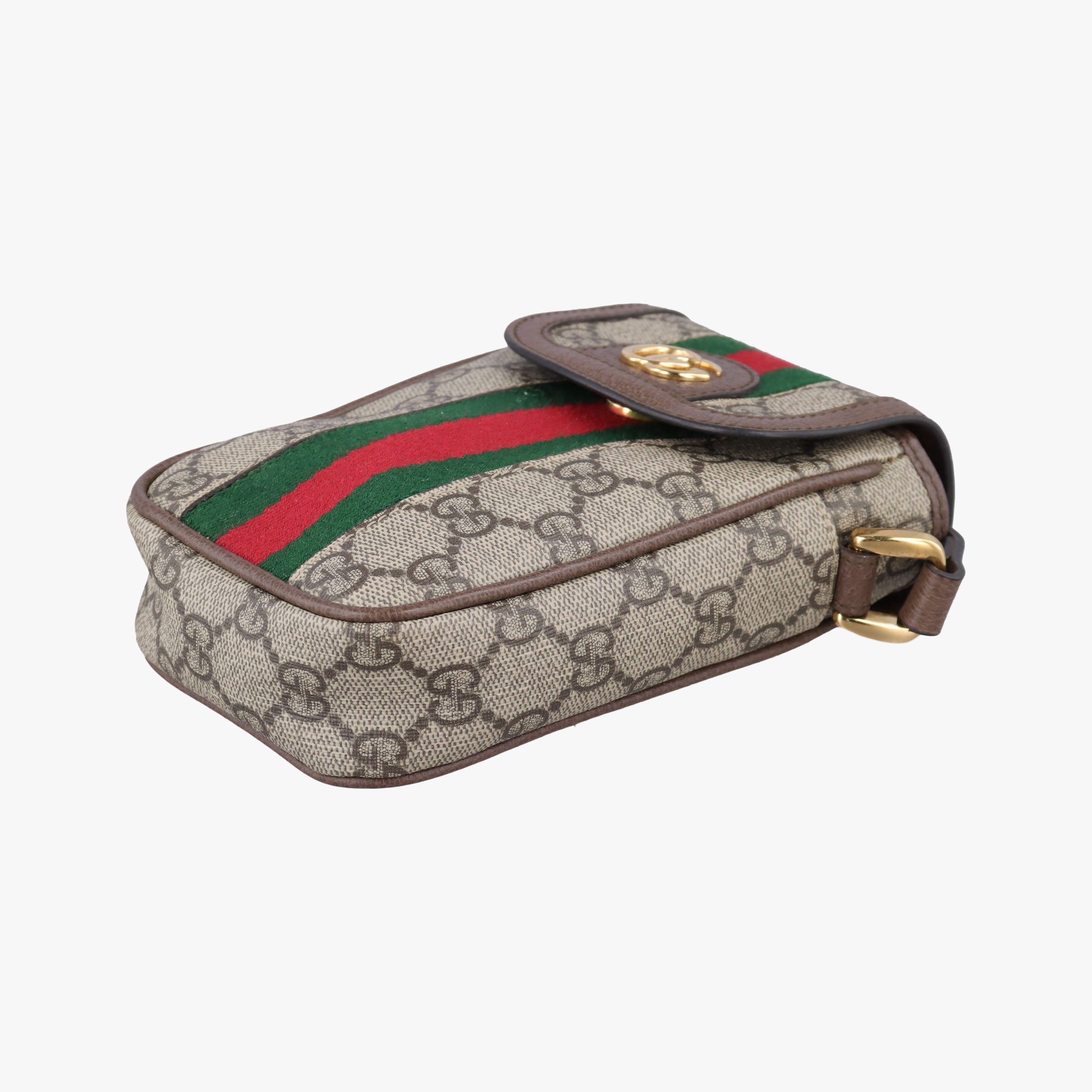 Pre-owned Gucci Ophidia Brown×red×green PVC coated canvas×Leather 598912 shoulderbag | stylenewstar