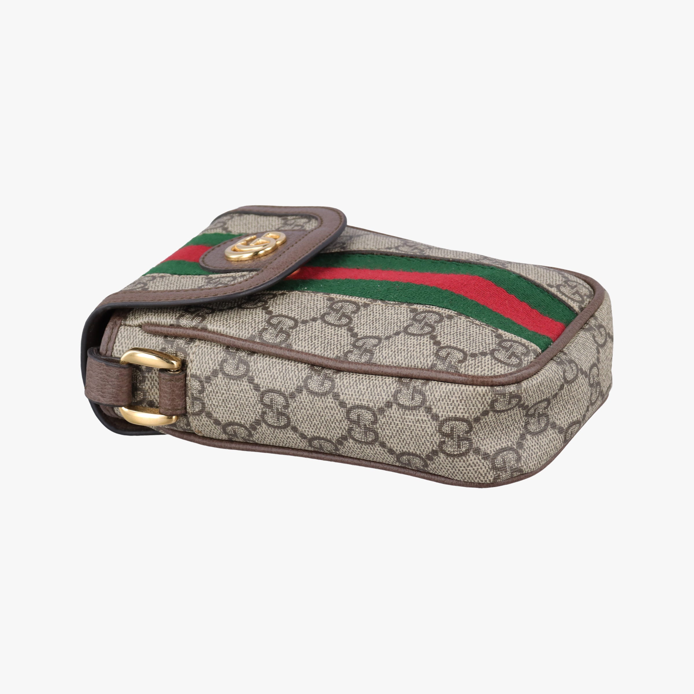 Pre-owned Gucci Ophidia Brown×red×green PVC coated canvas×Leather 598912 shoulderbag | stylenewstar