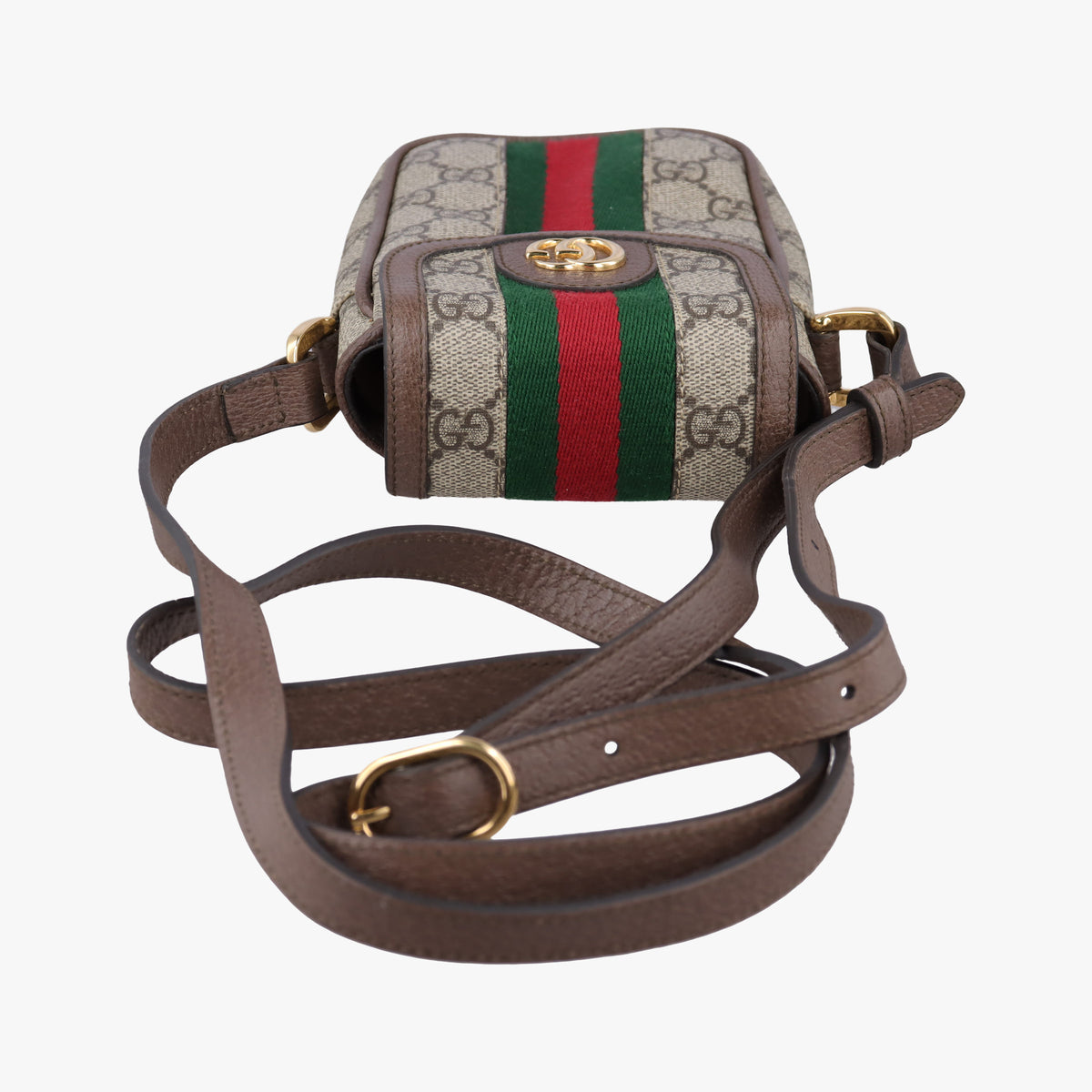 Pre-owned Gucci Ophidia Brown×red×green PVC coated canvas×Leather 598912 shoulderbag | stylenewstar