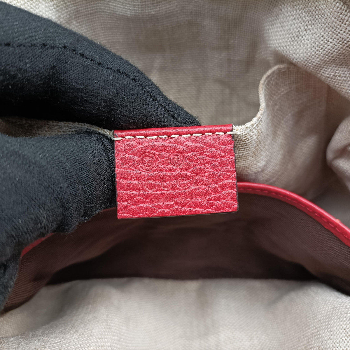 Bree Microguccissima Beige x red Canvas×Leather 449413 I023427209ブリー マイクログッチシマ ベージュ×レッド キャンバス×レザー 449413 I023427209
