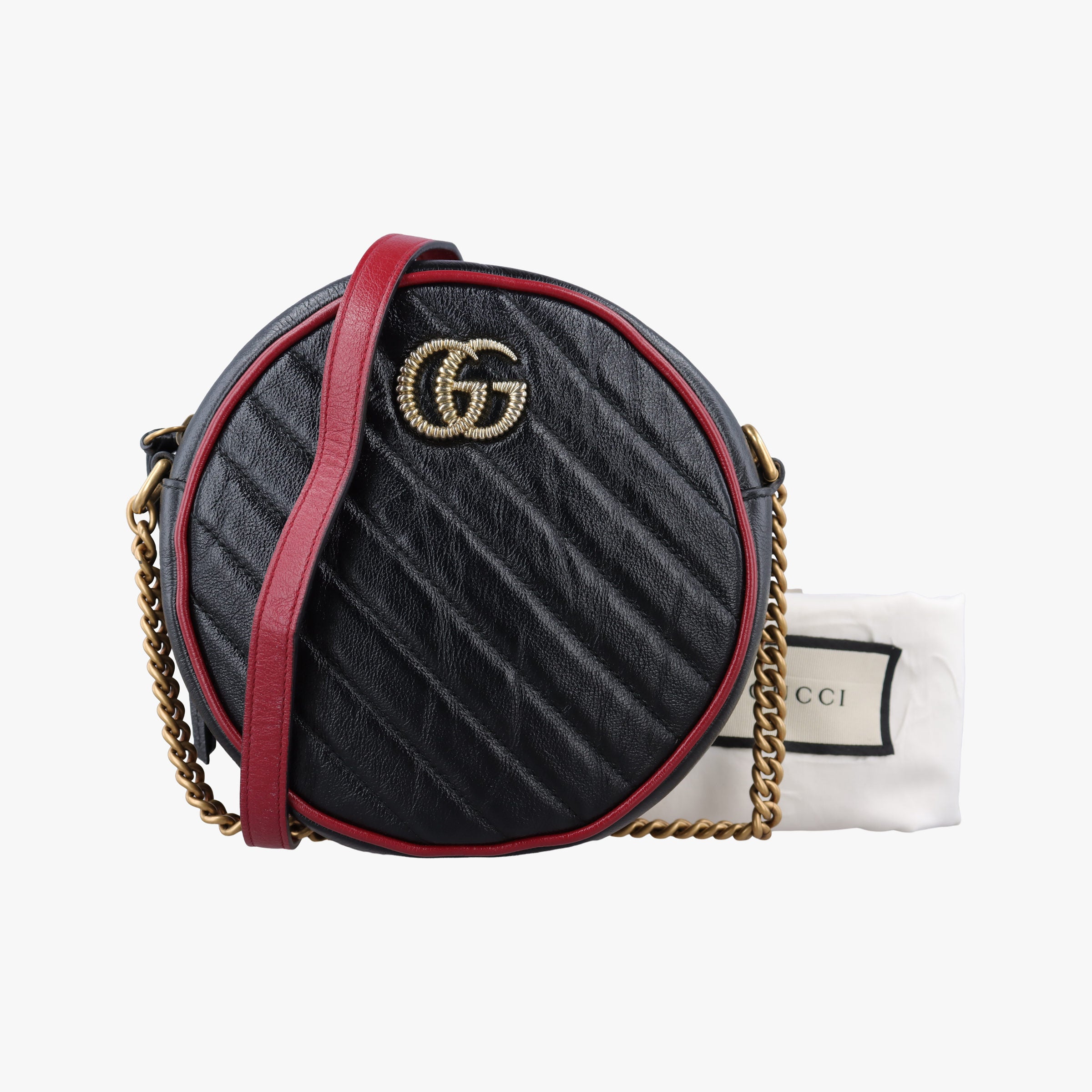 GG Marmont Black×Red Leather 550154 H029690636GGマーモント ブラック×レッド レザー 550154 H029690636