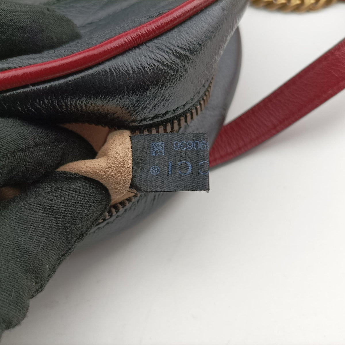 GG Marmont Black×Red Leather 550154 H029690636GGマーモント ブラック×レッド レザー 550154 H029690636