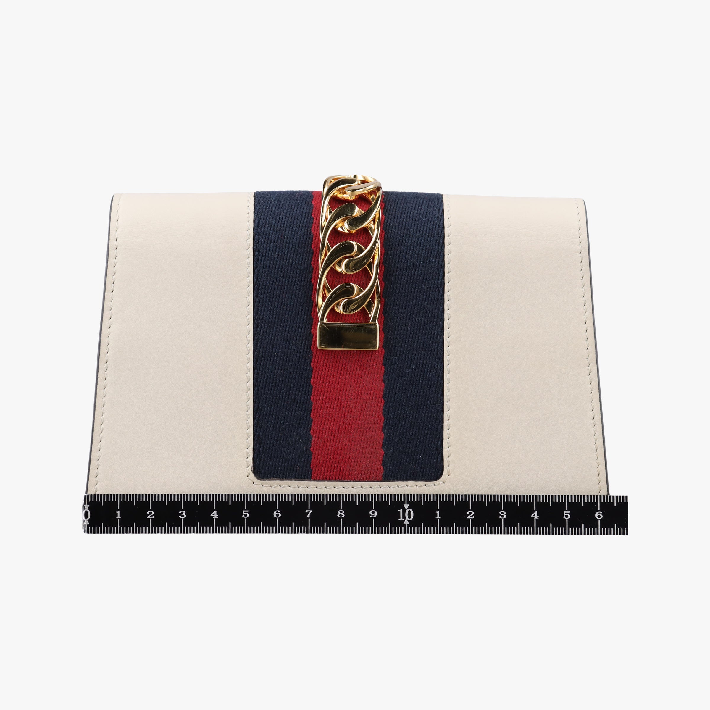 Pre-owned Gucci Sylvie Ivory×Navy×Red Leather 494646 shoulderbag | stylenewstar