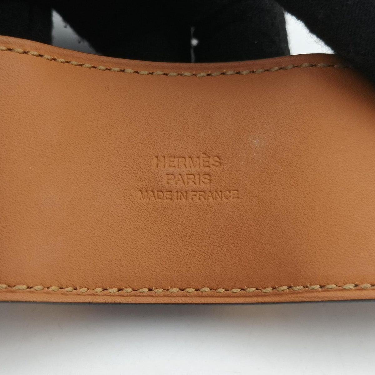 Pre-owned Hermes Collier de Chien Black×golden Leather × GP bangle/wristband | stylenewstar