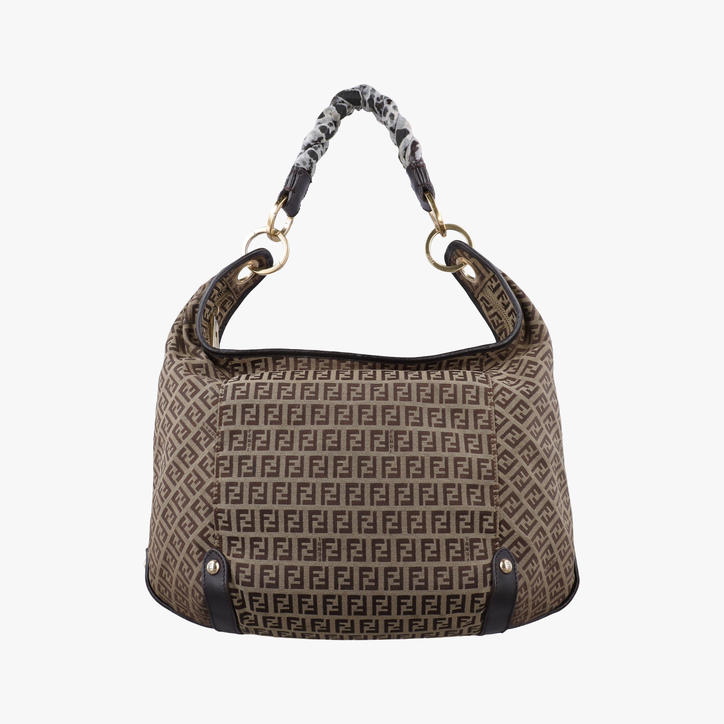 Pre-owned Fendi Zucchino Brown Canvas×leather 8BR583 handbag | stylenewstar