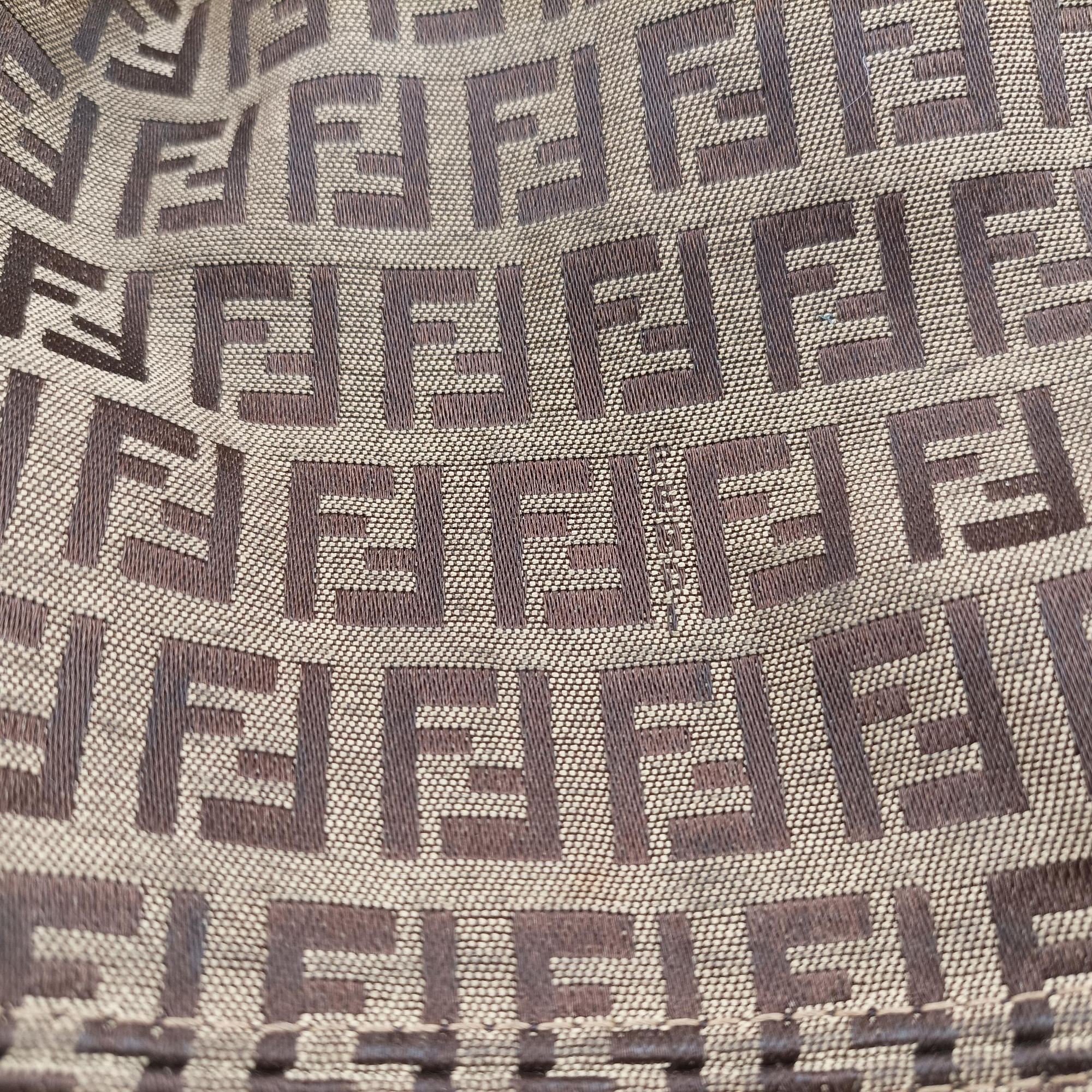 Pre-owned Fendi Zucchino Brown Canvas×leather 8BR583 handbag | stylenewstar