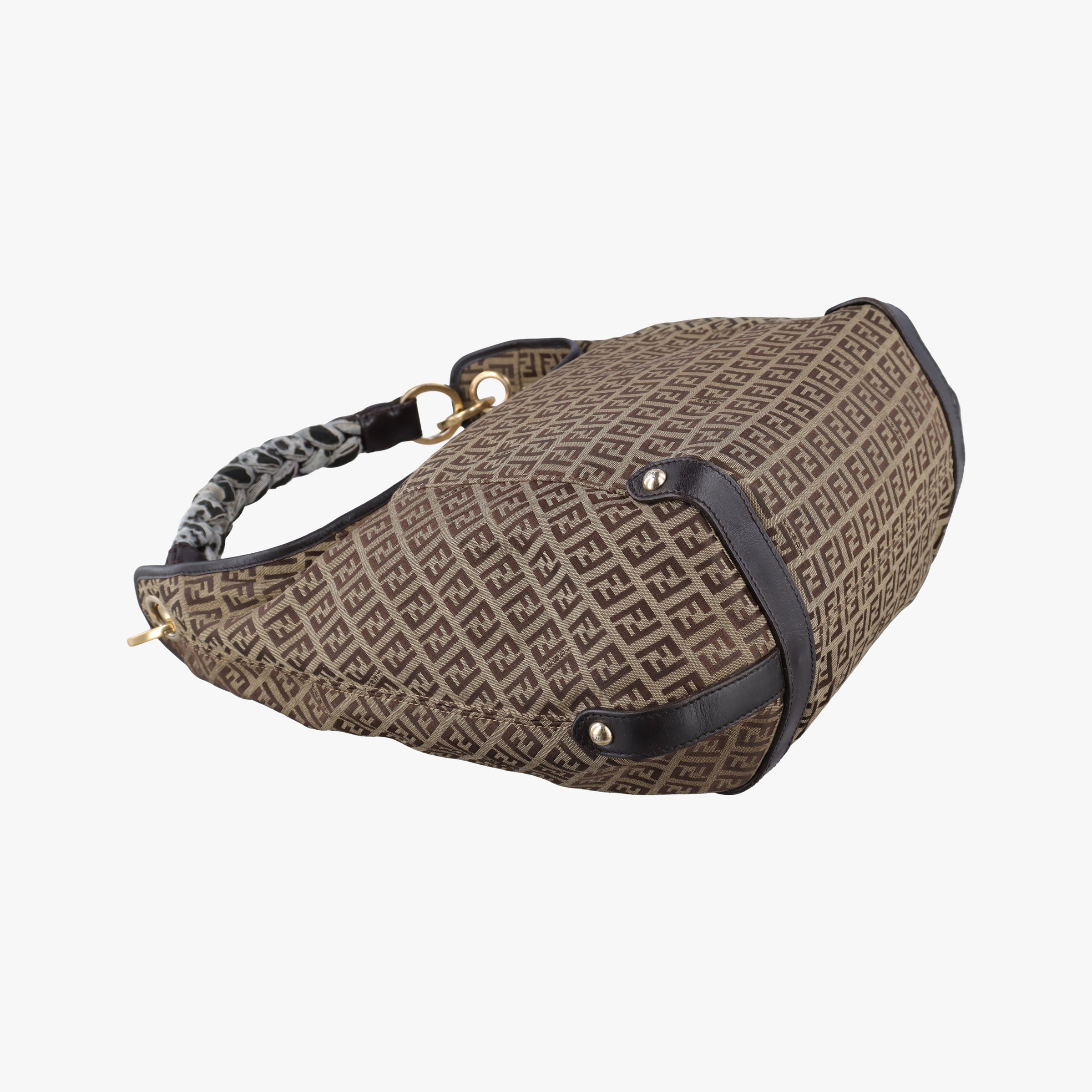 Pre-owned Fendi Zucchino Brown Canvas×leather 8BR583 handbag | stylenewstar