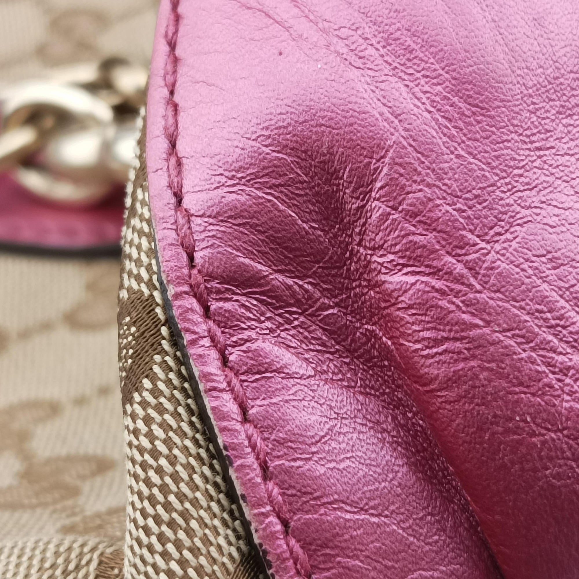 Heart Bit charm Beige × Pink Canvas×Leather 269955 E011275508ハートビット チャーム ベージュ x ピンク キャンバス×レザー 269955 E011275508