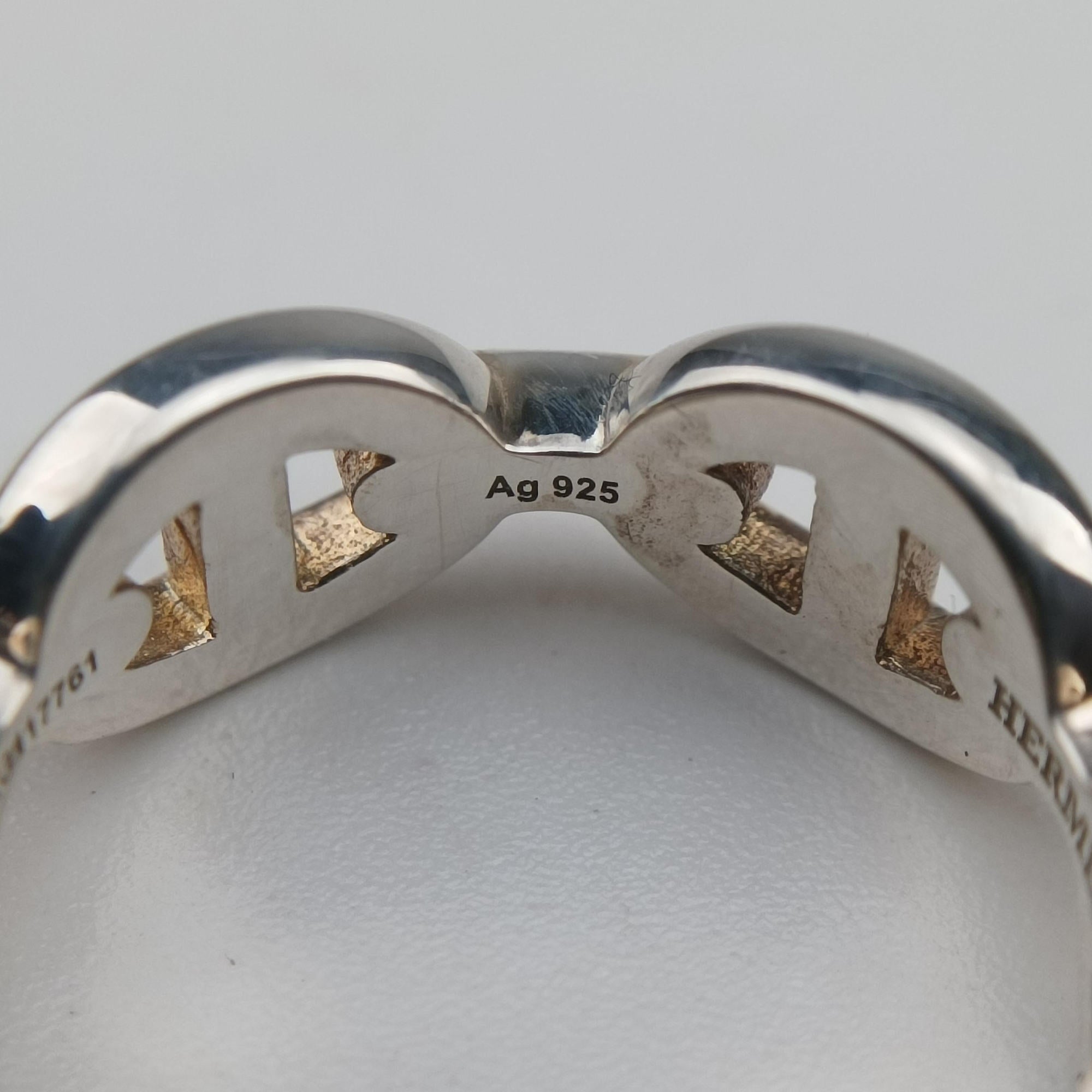 Pre-owned Hermes Chaine d'ancre Enchainee Silver Ag925 ring | stylenewstar