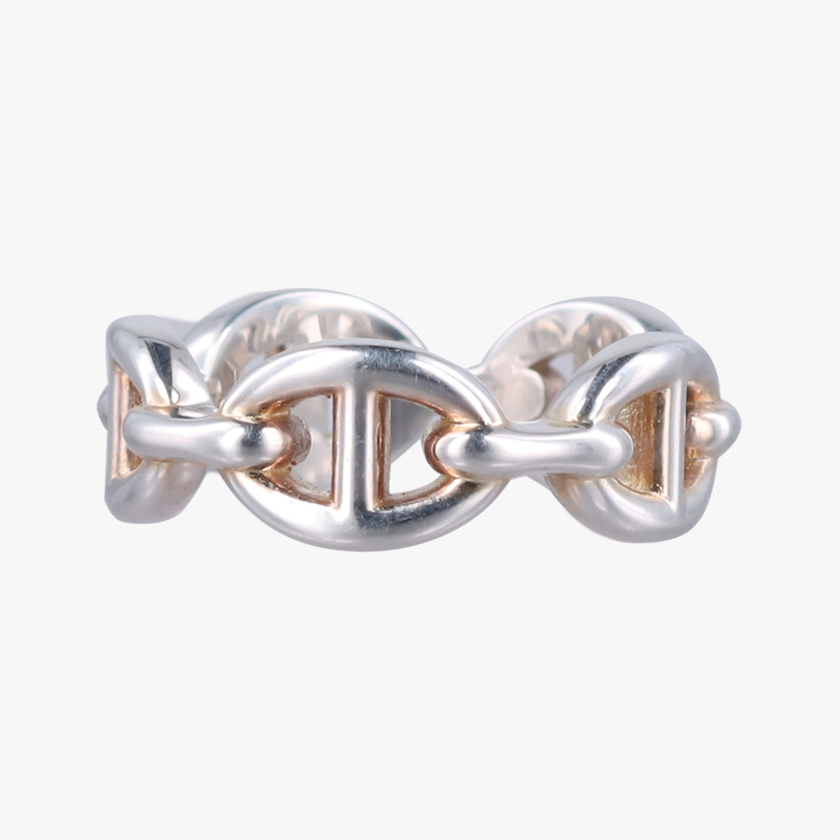 Pre-owned Hermes Chaine d'ancre Enchainee Silver Ag925 ring | stylenewstar