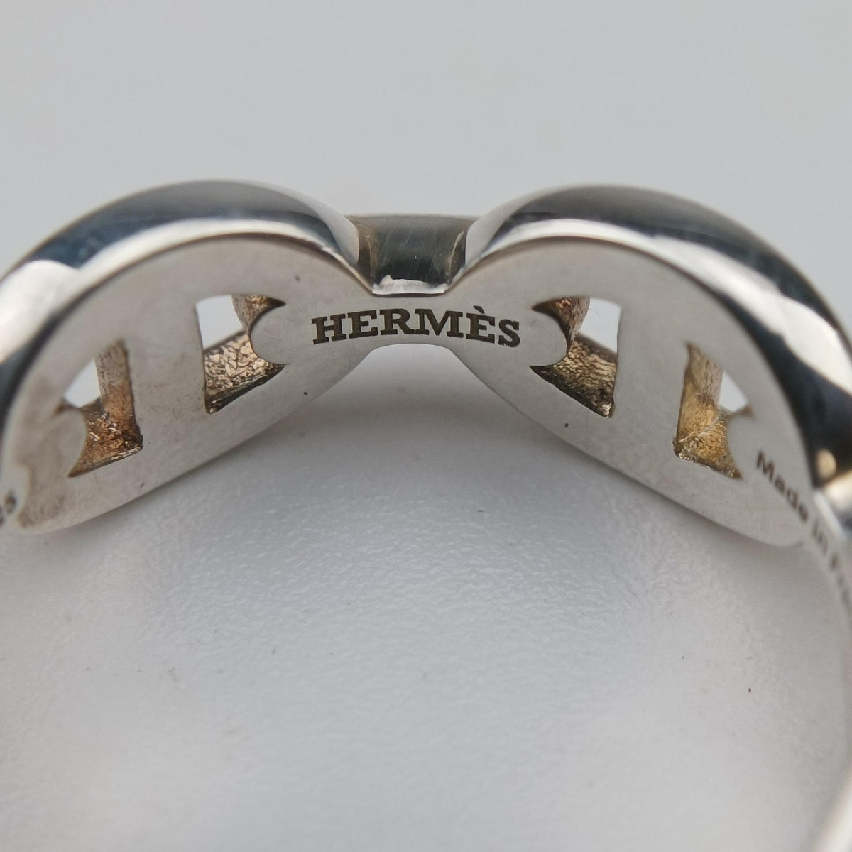 Pre-owned Hermes Chaine d'ancre Enchainee Silver Ag925 ring | stylenewstar