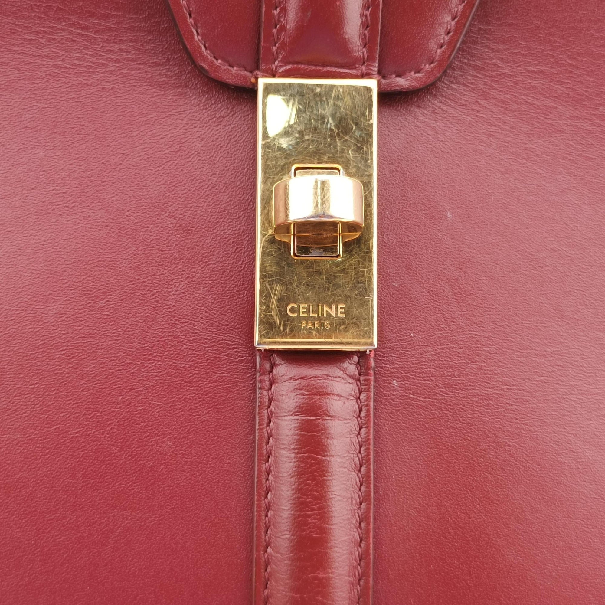 Pre-owned Celine 16 Bag Burgundy Calfskin shoulderbag | stylenewstar