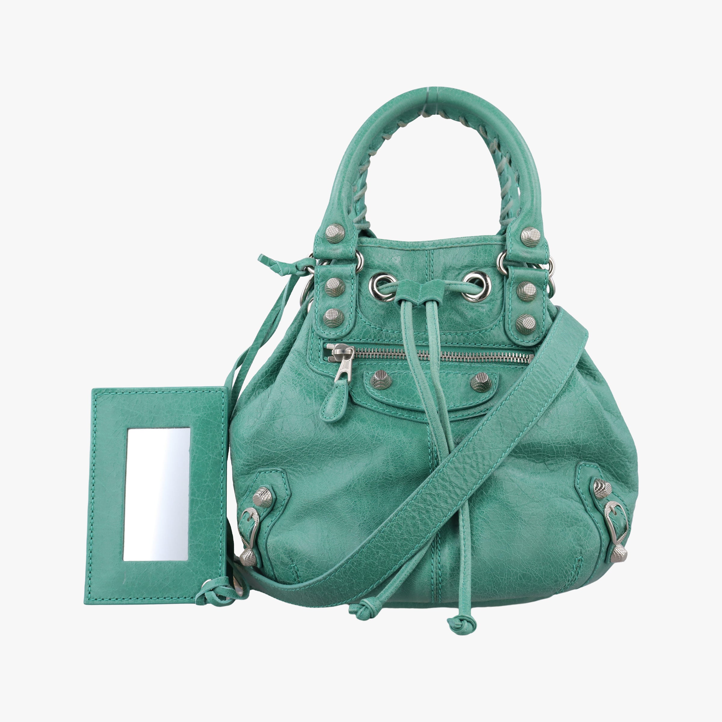 Pre-owned Balenciaga Pompon Green Leather shoulderbag | stylenewstar